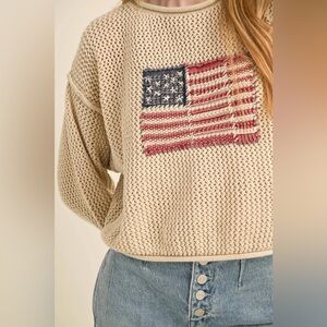 Miou Muse Cream American Flag Sweater